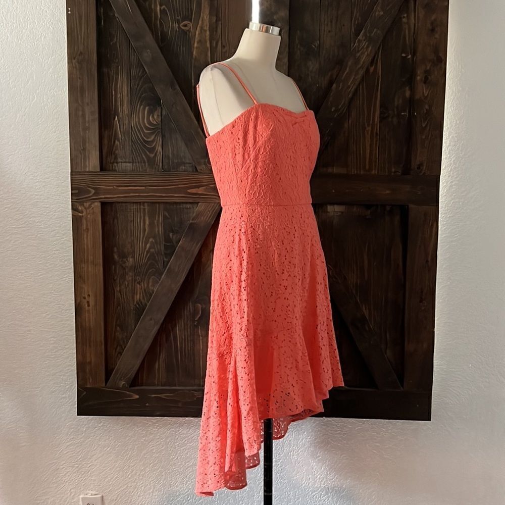 Betsey Johnson Coral Lace High-Low Dress